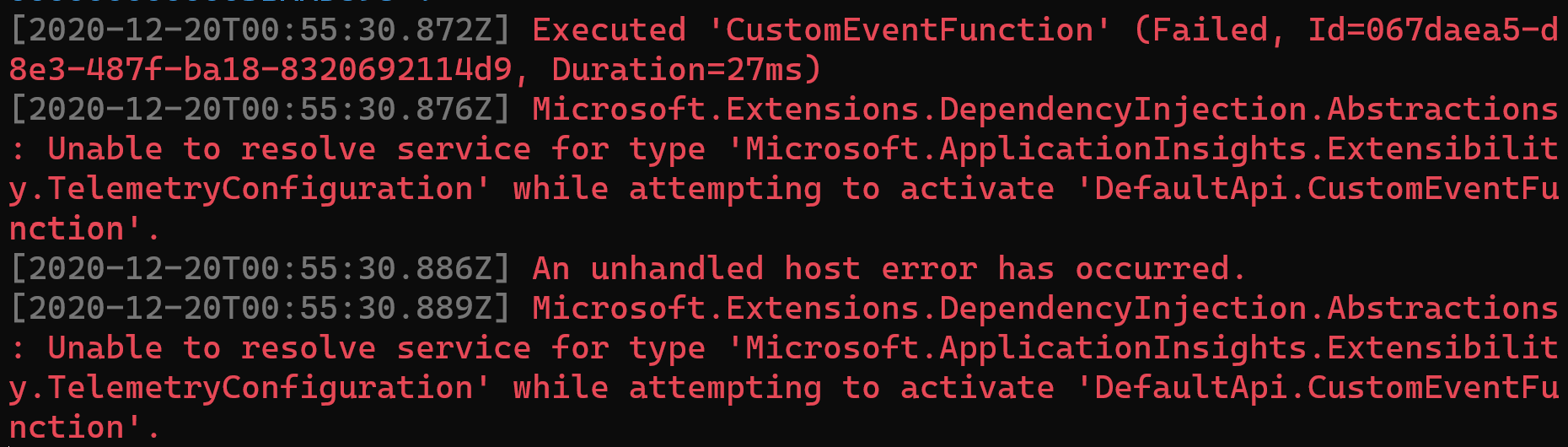 TelemetryConfiguration is not registered when APPINSIGHTS_INSTRUMENTATIONKEY is missing