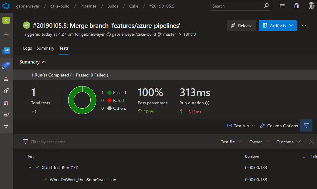 Publish xUnit test results in VSTS using Cake | Henning Støverud